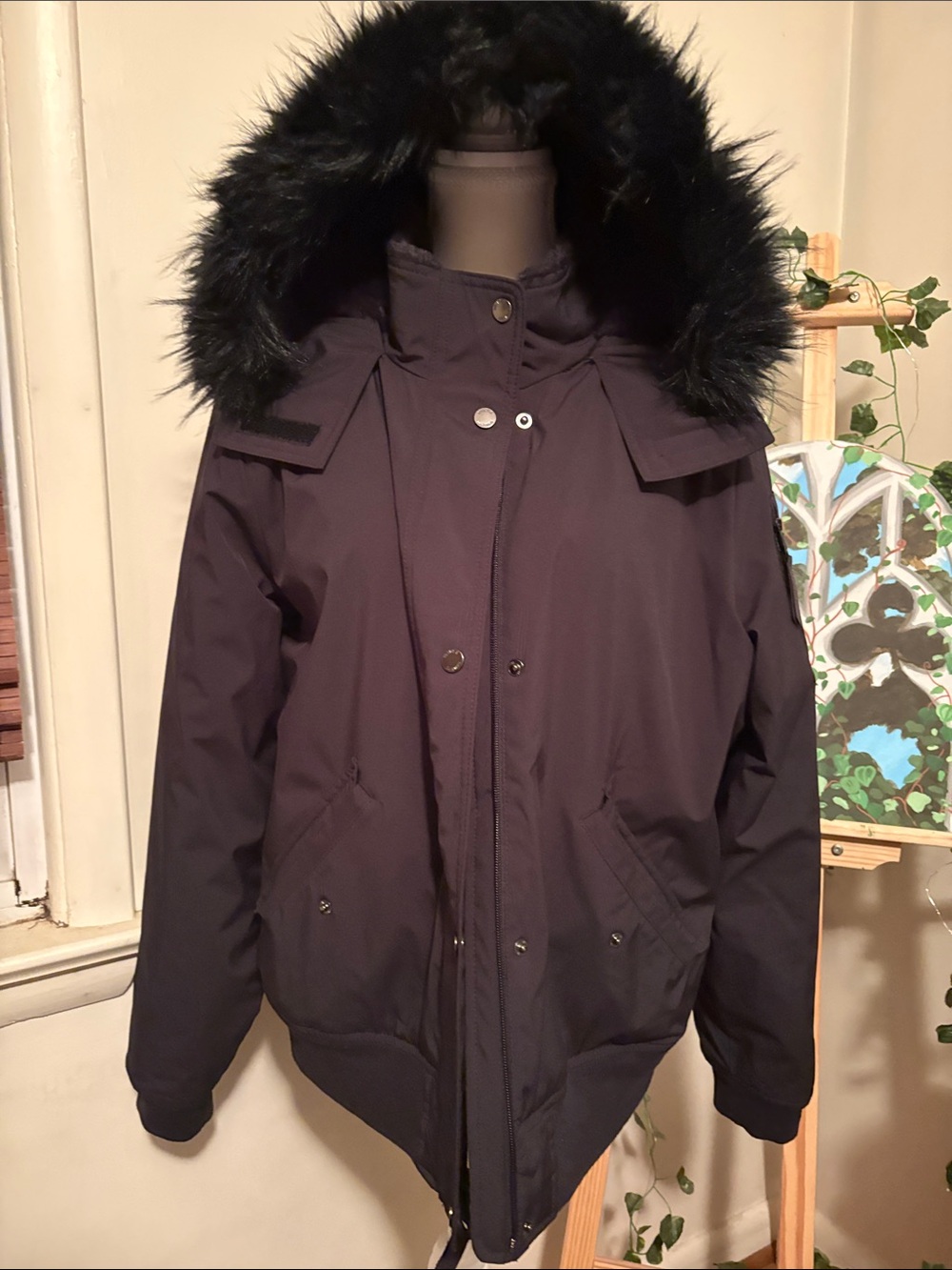 Hollister Black Faux-Fur Hood Puffer Jacket